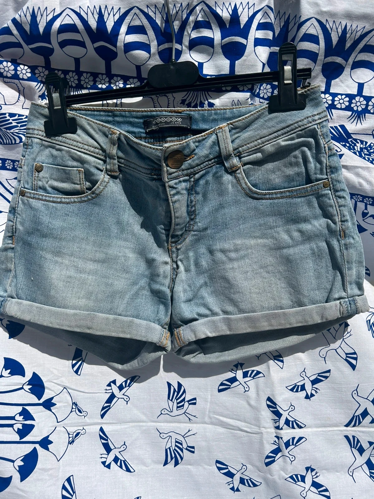 Short en jean bleu clair 34/XS bonobo bon état femme coton